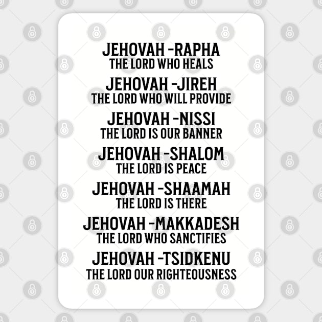 Jehovah - Names of God Black Magnet by UrbanLifeApparel